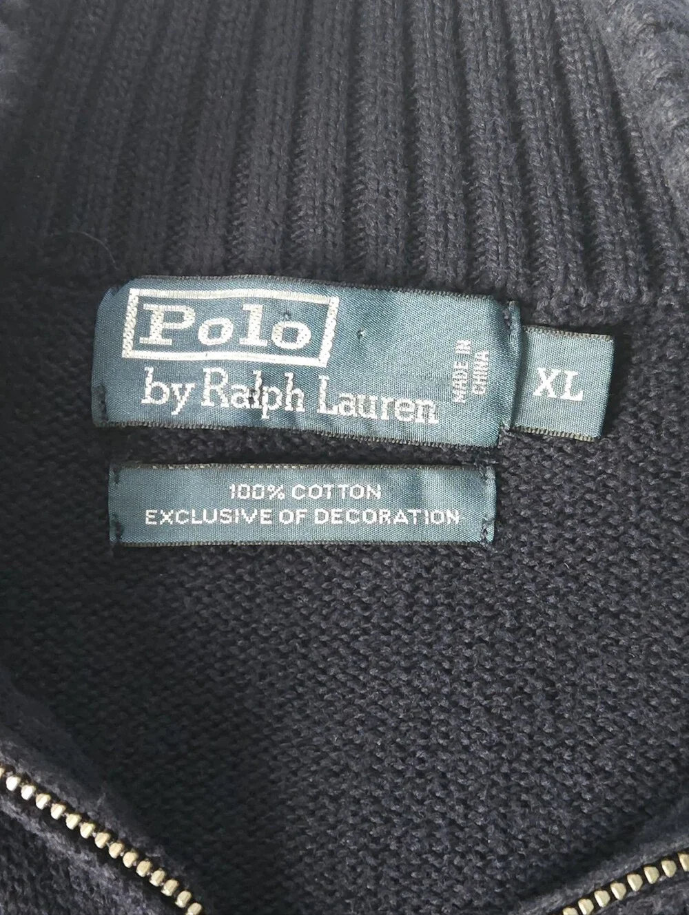 Polo Ralph Lauren Quarter Zip Sweater Mens XL Navy Blue Pony Logo Preppy Ivy